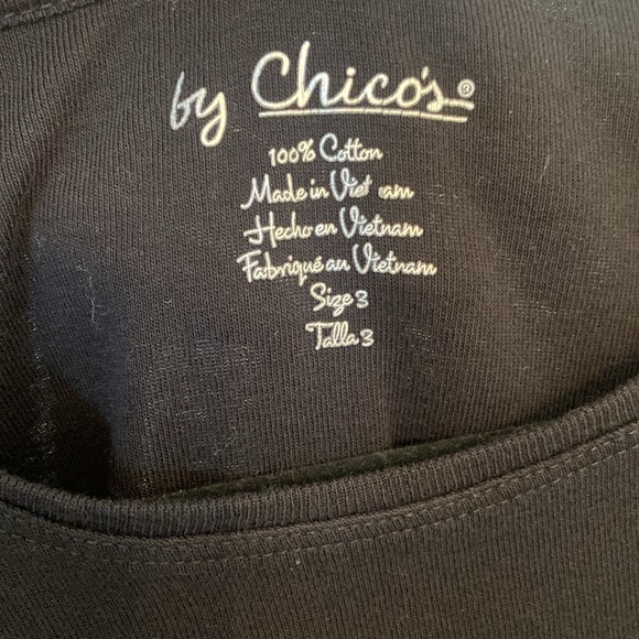 Chico’s Black Long Sleeve Tee Shirt 100% Cotton Size 3 US XL - Picture 2 of 6
